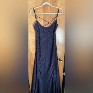 GAP Navy Blue Polka Dot Maxi Dress with Spaghetti Straps